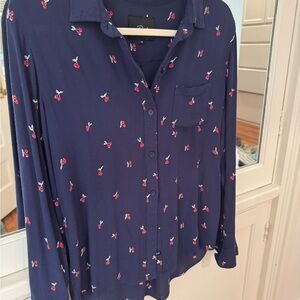 Rails Dark Blue Cherry Pattern Shirt XS
